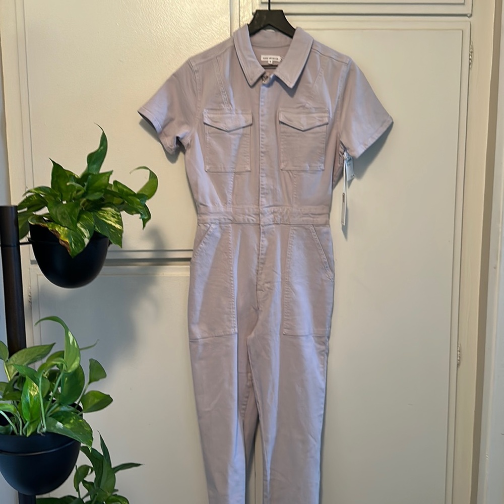 GOOD AMERICAN's Fit For Success denim jumpsuit features a structured, slim fit